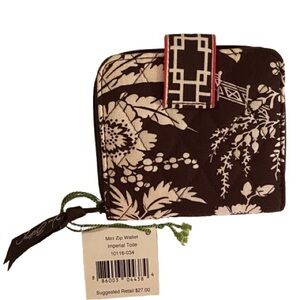 Vera Bradley Mini Zip Wallet Imperial Toile 4.5” x 4” Quilted Fabric NWT